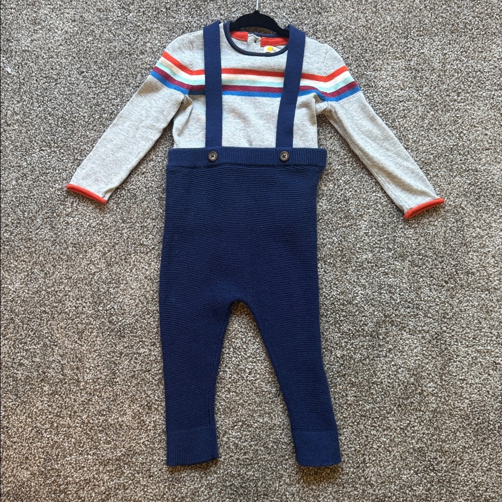 Baby Boden mini boden sweater and knit suspender set